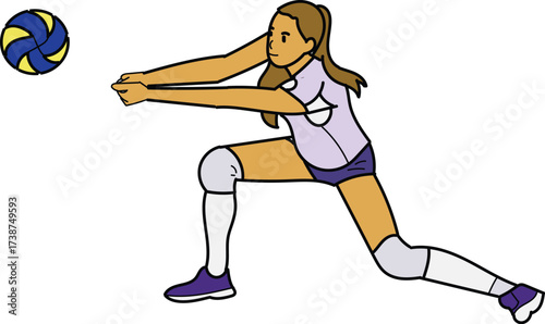 Woman playing volley and receiving ball pose 