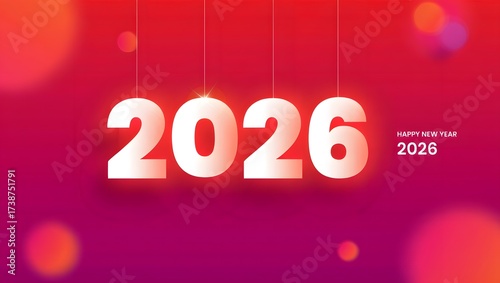 Vibrant 2026 new year celebration with glowing lights
