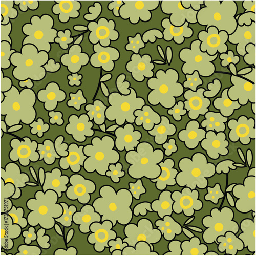 Abstract flower line seamless. Delicate floral vintage outline endless background. Retro style. Vector EPS Seamless pattern illustration flowers art
