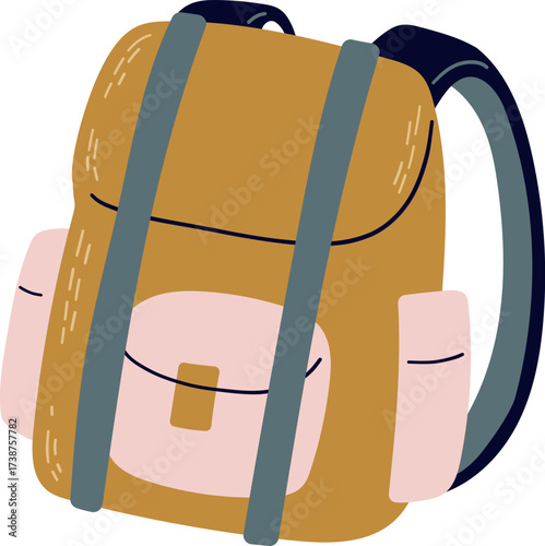 Cartoon backpack with pockets and straps