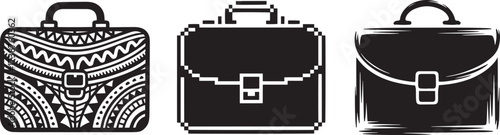 Three briefcase icons with unique designs representing business and legal affairs