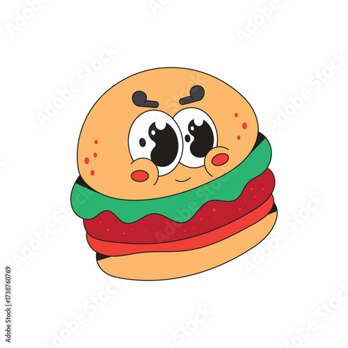 Cute burger mascot logo kawaii character cartoon icon illustration