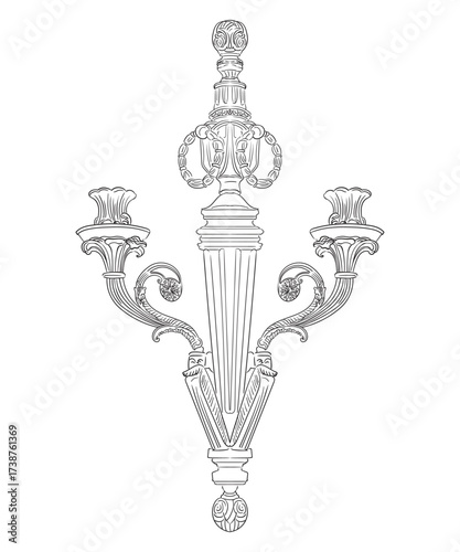 Abstract baroque design element candlestick vector illustration