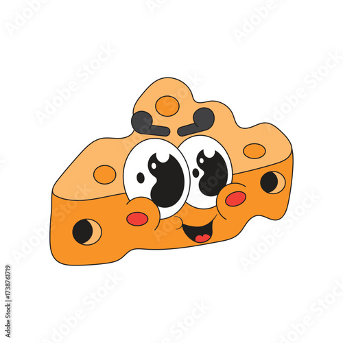 Cute cheese mascot logo kawaii character cartoon icon illustration