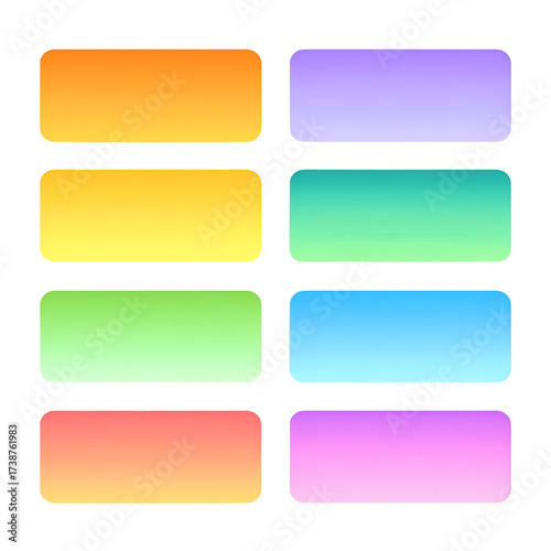 Wallpaper Mural Colorful rectangular button set with gradient effect for user interface design Torontodigital.ca