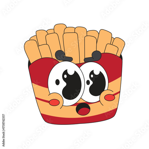 Cute french fries mascot logo kawaii character cartoon icon illustration