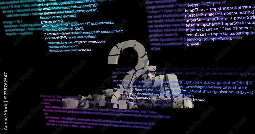 Scrolling code overlaying while stone number 2 shedding blocks and ...