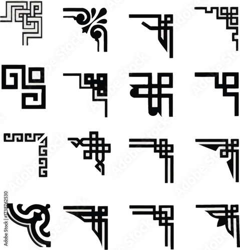 Black and white QR code set vector illustration, a technological puzzle pattern for business and web design