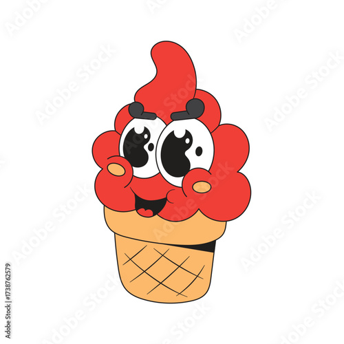 Cute ice cream mascot logo kawaii character cartoon icon illustration