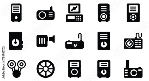 Collection of electronic device icons for digital media and technology themes  - Basic icon for website design, logo, app, template, ui, infographic