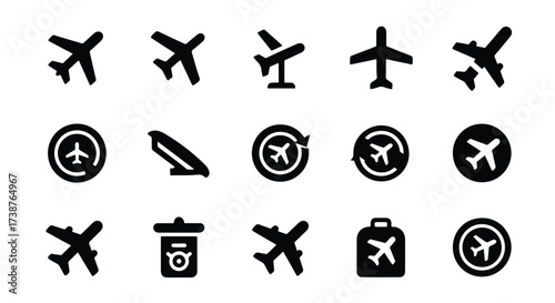 Collection of airplane icons aircraft symbols travel aviation transportation logistics business  - Basic icon for website design, logo, app, template, ui, infographic