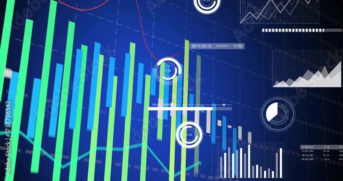 As timeline slider moves, bar chart growing, gauges spinning and charts updating, visualizing data