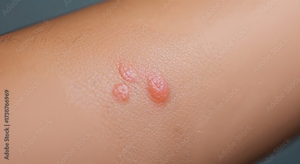 Fototapeta premium Skin Irritation Close-Up: A detailed, close-up shot showing an inflamed area on a human's skin. The image is ideal for medical and health-related purposes.