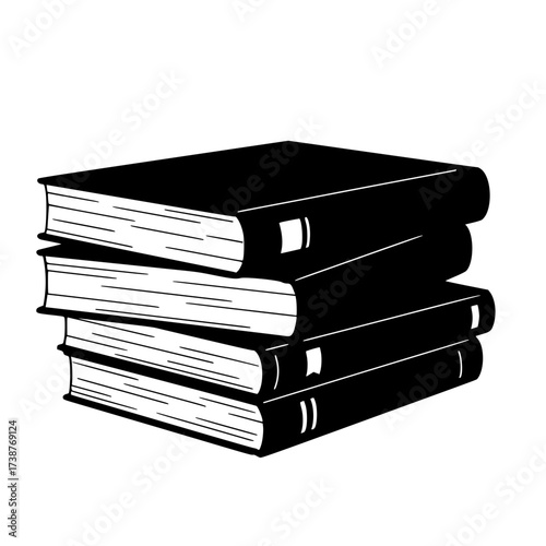 Black Vector Silhouette: Stack of Modern Books (Learning & Education)	