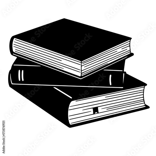 Black Vector Silhouette: Stack of Modern Books (Learning & Education)	