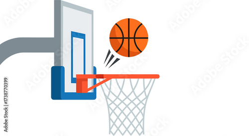 A basketball is about to go through the hoop, illustrating a moment of scoring in a game.