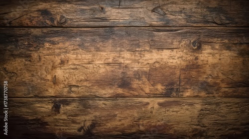 Wood Texture | Rustic Wooden Planks with Dark Brown Tones and Weathered Texture in Soft Natural Lighting Overhead Shot