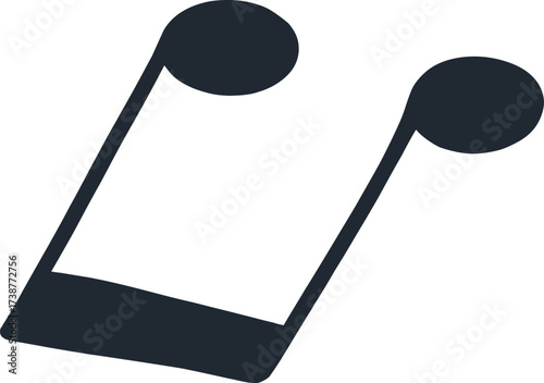 Dark blue musical eighth notes with a bar