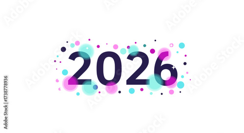 Vibrant 2026 Year Design with Colorful Dots A Modern Celebration Graphic