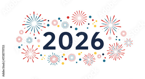 Festive 2026 Celebration Graphic with Colorful Fireworks