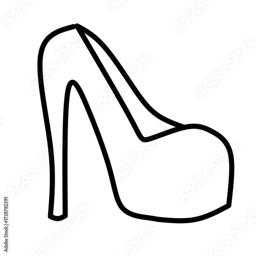 Stylish High Heel Shoe Outline Drawing – Elegant Fashion Footwear Line Art Vector for Design, Shopping, and Accessories Icon