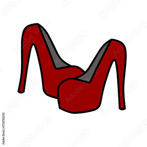 Elegant Red High Heels Shoes Illustration – Fashion Footwear Vector for Style Design, Shopping Icon, and Glamorous Accessories Art