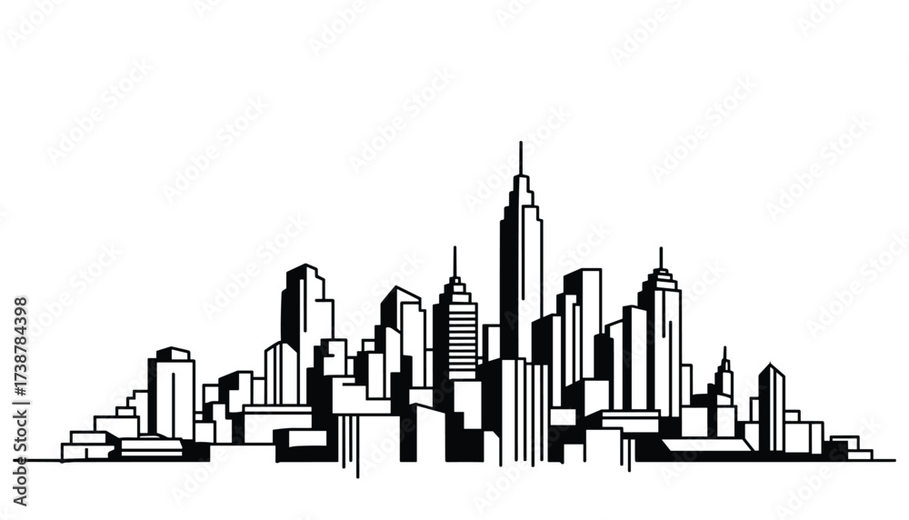 Obraz premium Cityscape silhouette black white vector