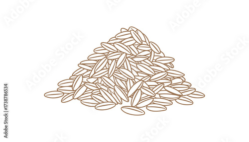 Pile of unpeeled rice grains vector illustration