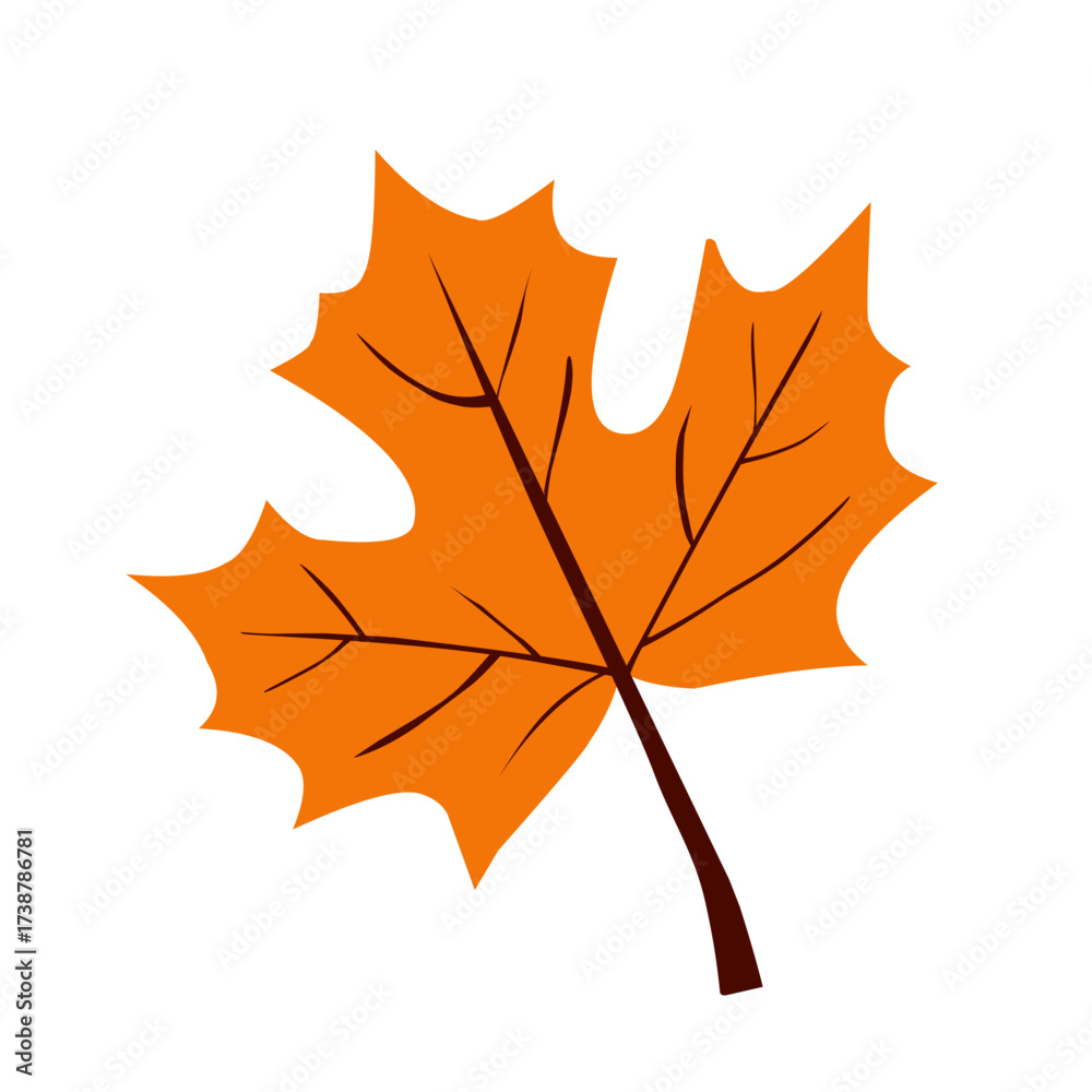 Fototapeta premium Maple Leaf in Flat Style for Autumn Decoration