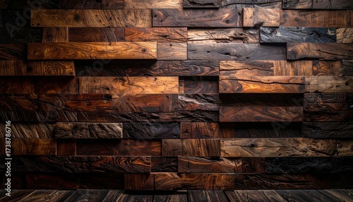 Rustic Wooden Wall with Varied Tones and Textures.