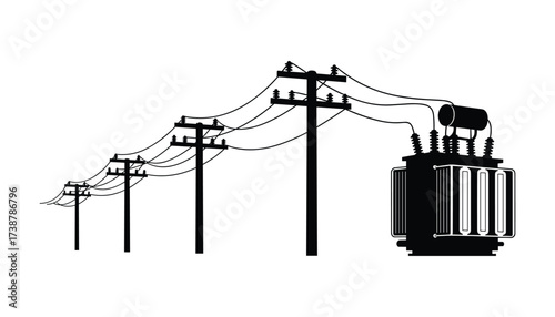 Electric power poles and transformer