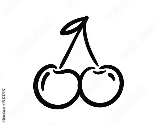 Two cherries fruit vector icon