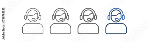 
outline icon set operator with customer service design