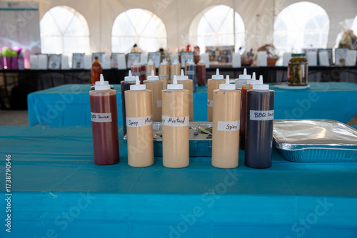 BBQ condiments and sauces.