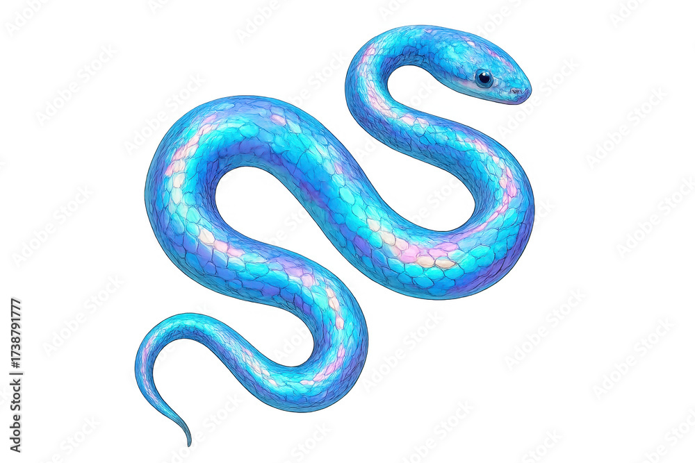 Fototapeta premium Iridescent blue serpent reptile with shimmering scales