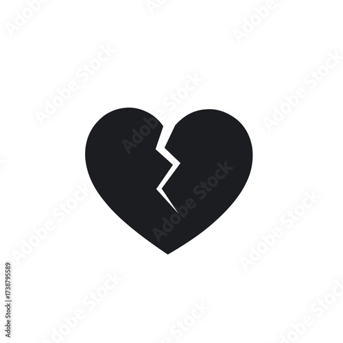 broken heart icon. cracked heart icon