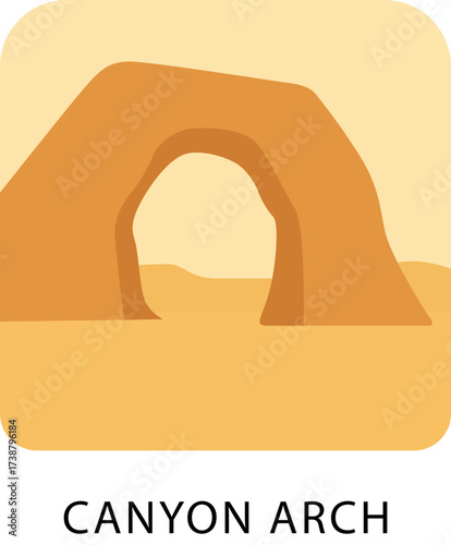 Canyon Arch Flat Scenery Icon.