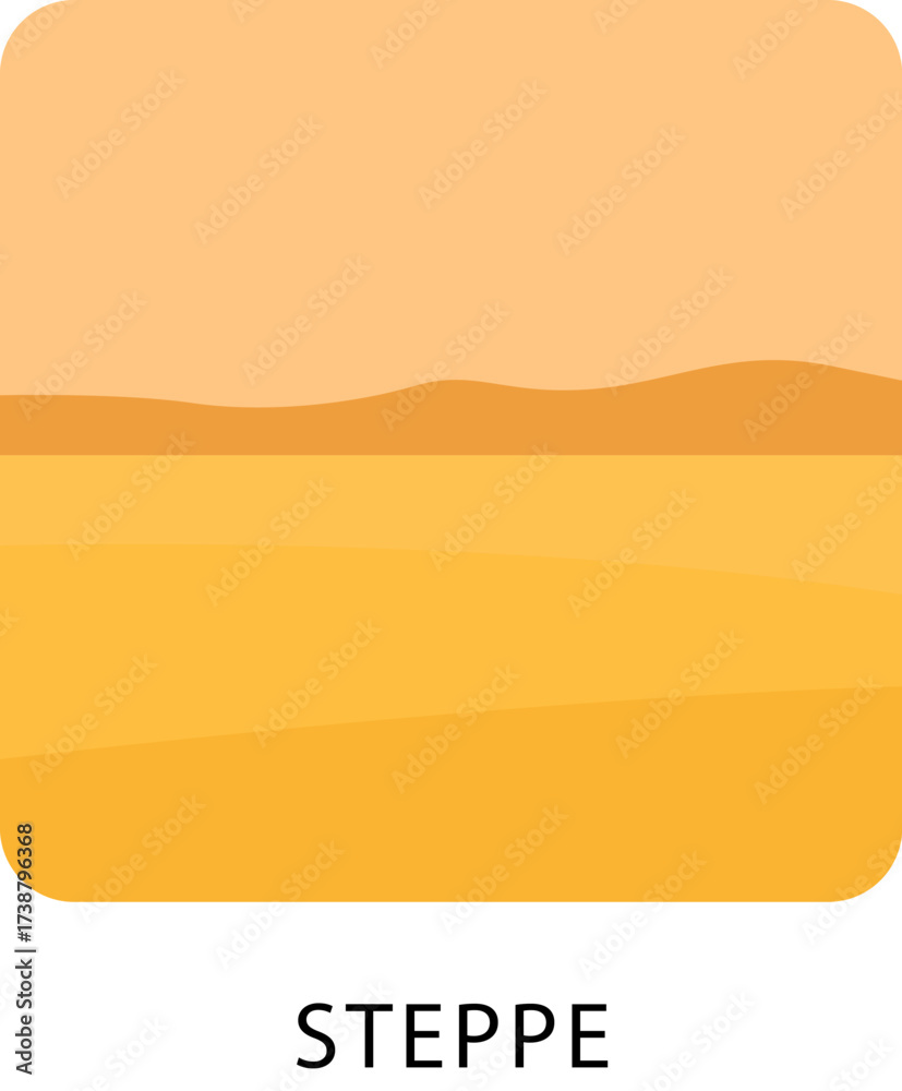 Obraz premium Steppe Flat Scenery Icon.