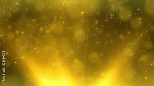 Floating Gold Glitter Particles and Bokeh Celebration Background