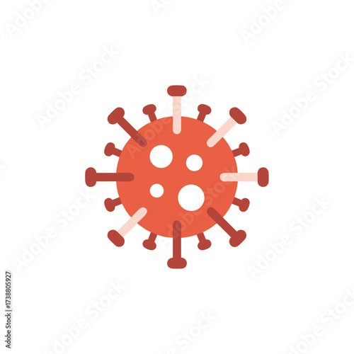 red virus particle symbolizing microbiology, infection, and health concepts