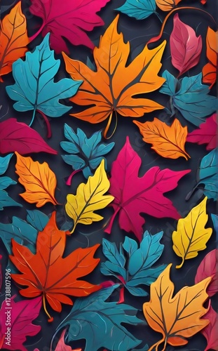 Vibrant autumn leaves in a colorful mosaic pattern