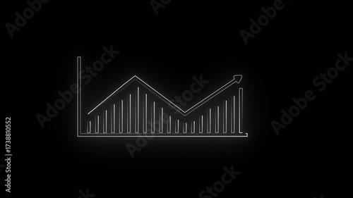 Wallpaper Mural Neon White Line Graph Showing Upward Trend on Black Background chart data Torontodigital.ca