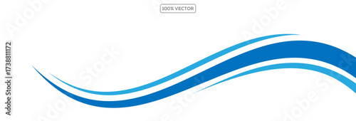 Blue flow of wavy lines, abstract waves background. Vector waves template