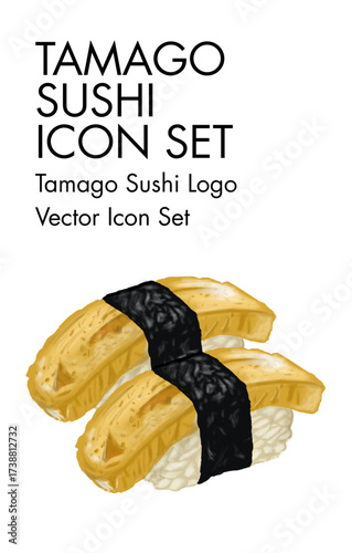Tamago sushi Logo vector Icon set 