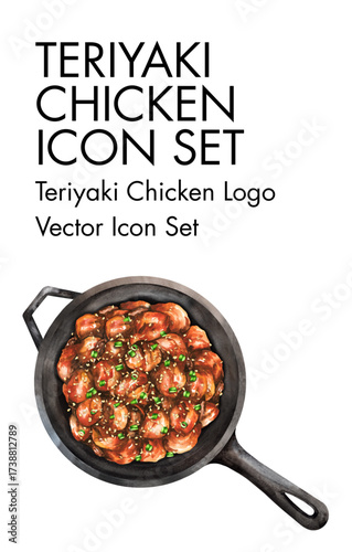 Teriyaki chicken Logo vector Icon set 