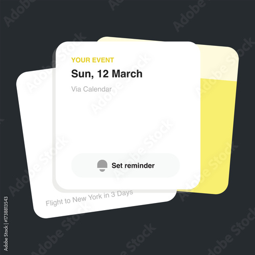 Note card template with stacked reminder cards. Digital planner app for events, schedules, tasks, notifications, alarms. Stock Illustration