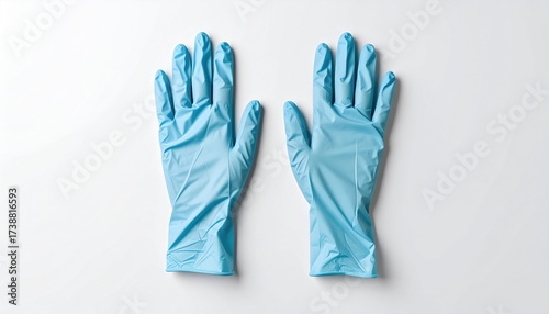 Protective blue medical gloves displayed on a clean white background, perfect for healthcare, hygiene, and safety protocols