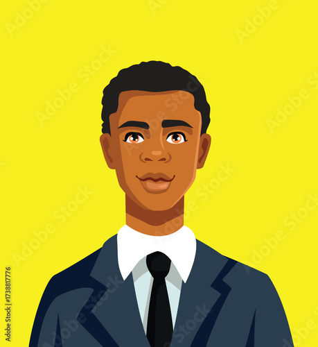 Handsome Businessman of African Ethnicity. Wearing a Formal Suit Vector Illustration

Handsome charismatic guy wearing suit and tie 

