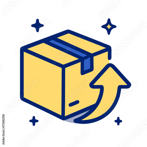 Seamless Logistic Delivery Package with Arrow Icon for Effortless Shipping and Returns