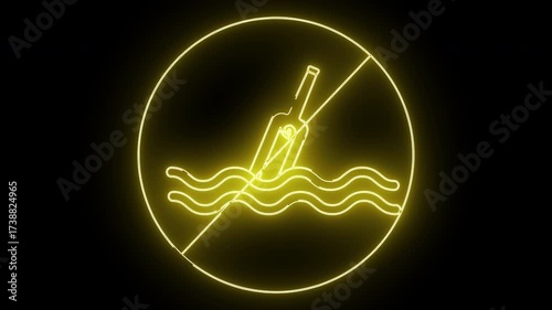 prohibited icon and floating bottle letter icon